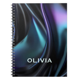 Carnet Joli aqua métallisé satin marbling monogramme