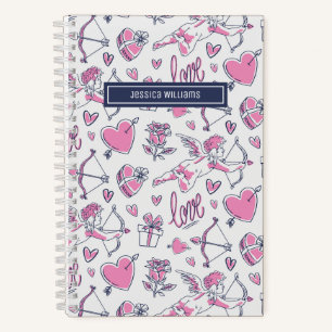 Carnet Joli arc de Cupidon flèche coeur gribouillis vinta