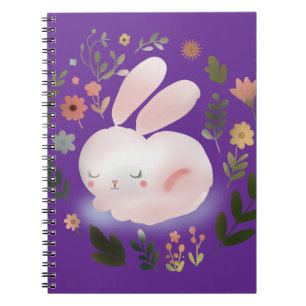 Carnet Joli Art de nurserie de couronne florale de lapin 