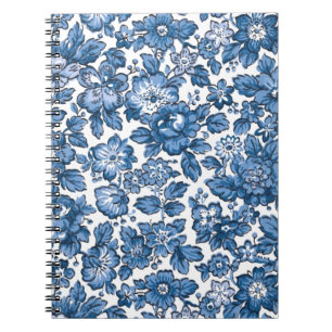 Carnet Joli Boho bleu et blanc floral