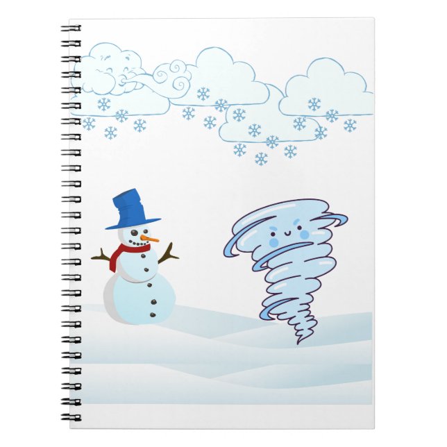 Carnet Joli bonhomme de neige et vent d'hiver (Devant)