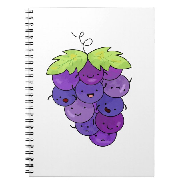 Carnet Joli Bunch De Raisins Kawaii (Devant)