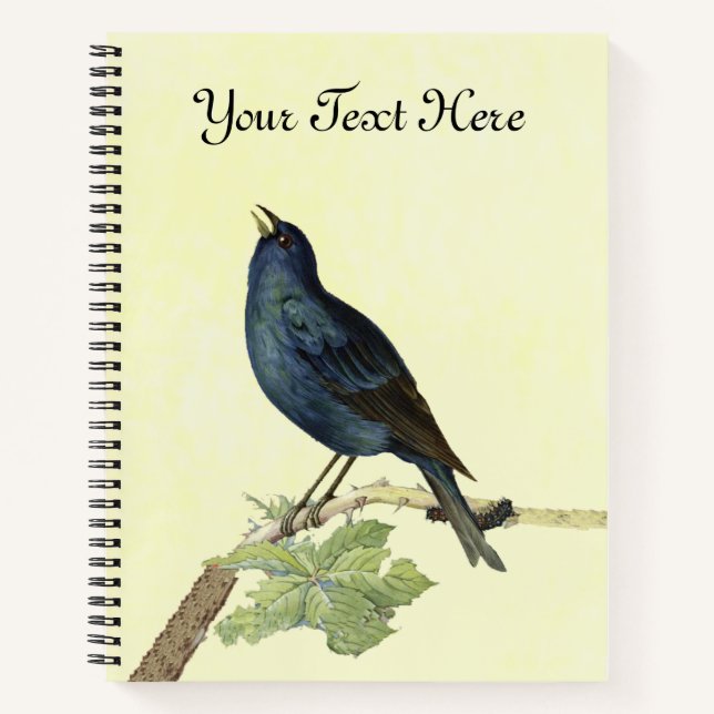 Carnet Joli Chanteur Blackbird sur Branche Caterpillar (Devant)