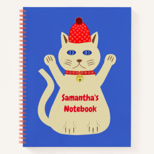 Carnet Joli Chat de Noël avec Nom Personnalisé