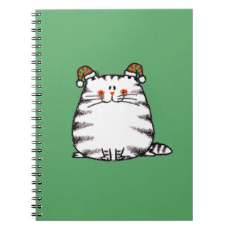 Carnet Joli Chat Grassouillet Deux Chapeaux de Noël