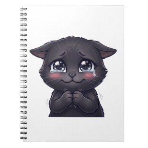 Carnet Joli Chat Noir en Pleurs Suppliant sur Toile