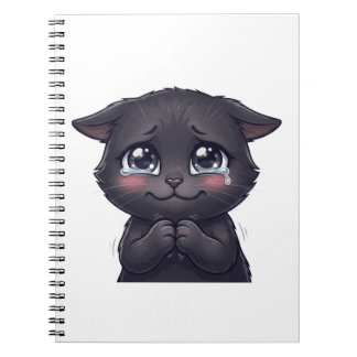 Carnet Joli Chat Noir en Pleurs Suppliant sur Toile