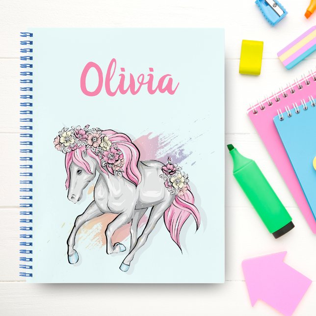 Carnet Joli Cheval avec Fleurs Retour à l'école Filles (Créateur téléchargé)