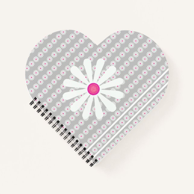 Carnet Joli coeur de fleurs marguerites (Devant)