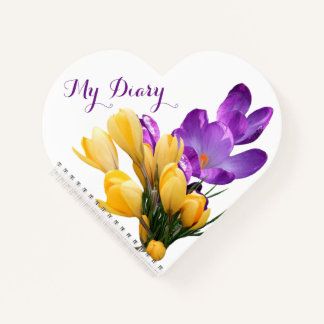 Carnet Joli crocus jaune violet coloré floral girly