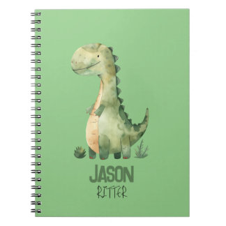 Carnet Joli dinosaure aquarelle avec le nom des enfants