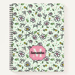 Carnet Joli Doodle Daisy Flowers mignon Monogramme Motif