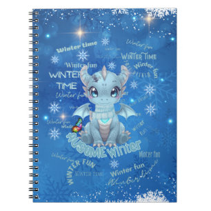 Carnet Joli Dragon d'Hiver Bleu – Flocon de Neige Magique