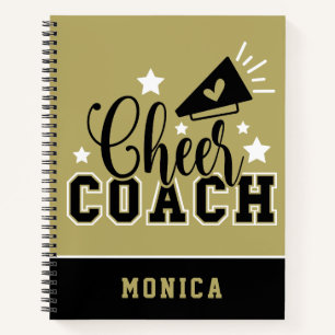 Carnet Joli entraîneur Cheer Personnalisé Or et Noir