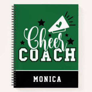 Carnet Joli entraîneur Cheer Personnalisé Vert et Noir