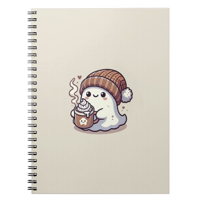 Carnet Joli fantôme d'Halloween en bonnet d'automne et ca (Devant)