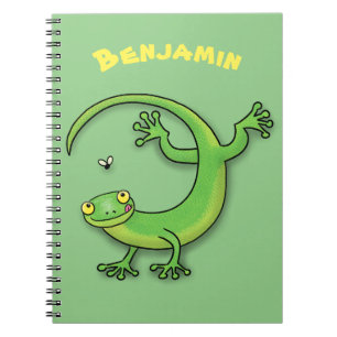 Carnet Joli gecko vert salutations avec dessin animé
