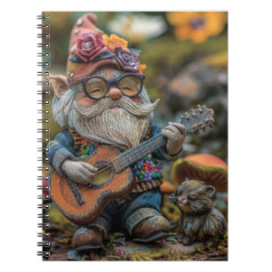 Carnet Joli gnome musical jouant de la guitare
