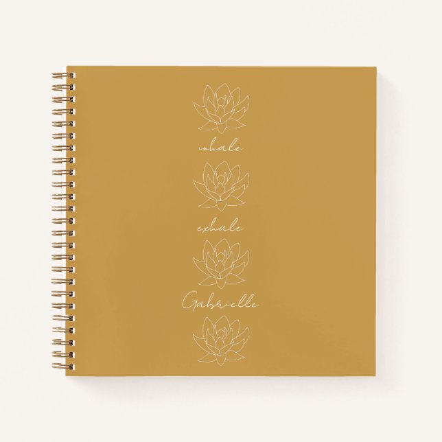 Carnet Joli Jaune Or & Blanc Lotus Flower Yoga (Devant)