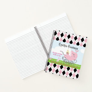 Carnet Joli landau rose vintage pour bébé fille