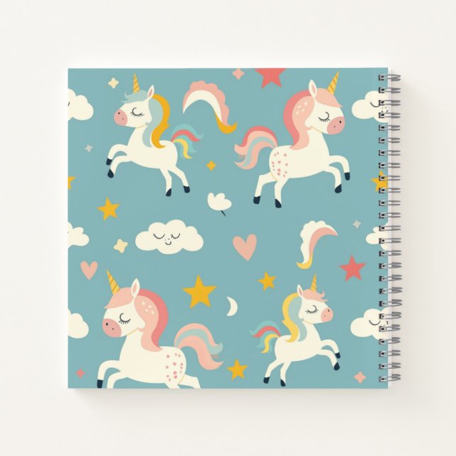 Carnet Joli Licorne Turquoise pour Enfants (Dos)