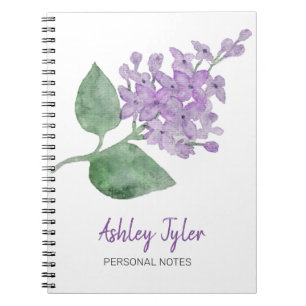 Carnet Joli Lilac floral girly mignon personnalisé