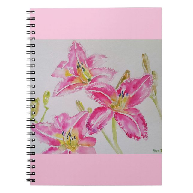 Carnet Joli Lit En Aquarelle Rose Peinture Lilium (Devant)