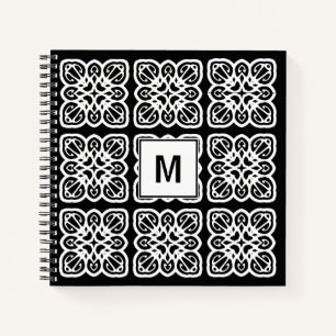 Carnet Joli Monogramme blanc noir géométrique