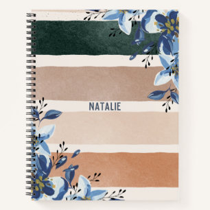 Carnet Joli monogramme botanique bleu fleuri adorable
