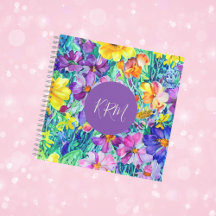 Joli Monogramme Moderne Personnalisé Art Floral