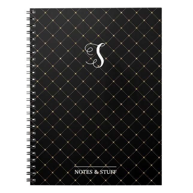 Carnet Joli Monogramme Noir Honeypeb Bee Design (Devant)