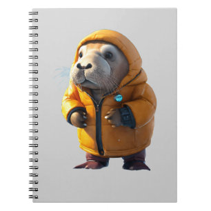 Carnet Joli Morse dans une Veste Gonflante en Train de Ma