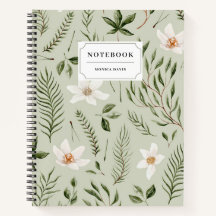 Joli Motif botanique vert floral or blanc