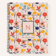 Joli motif floral monogramme rose poudré