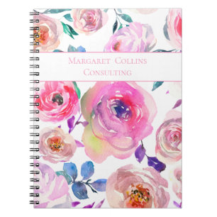 Carnet Joli motif floral rose et violet nommé
