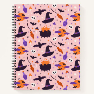 Carnet Joli motif Halloween violet et rose
