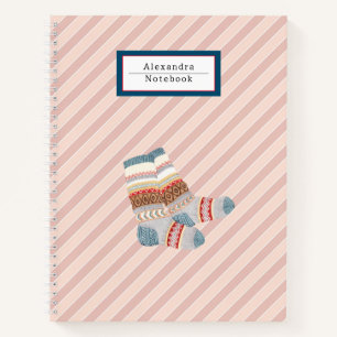 Carnet Joli motif rayé monogramme en rose l Girly