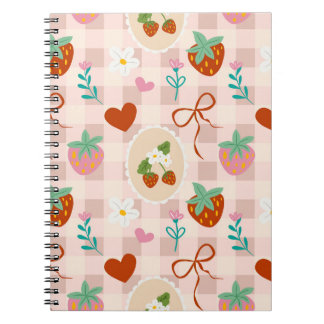 Carnet Joli motif sans couture à carreaux de fraise