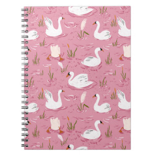 Carnet Joli motif sans couture de cygne rose