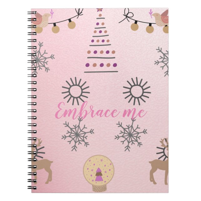 Carnet Joli Noël rose pâle esthétique (Devant)