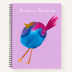 Carnet Joli oiseau bleu aquarelle