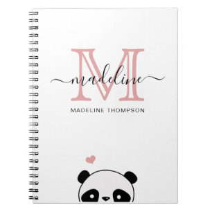 Carnet Joli Panda Blush Pink Monogramme Script