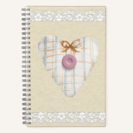 Carnet Joli papier kraft avec coeur écossais avec dentell