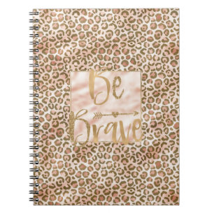 Carnet Joli Peach Brown Empreinte de léopard Soyez courag