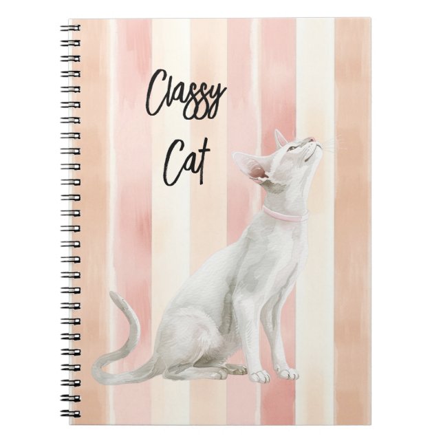 Carnet Joli Peach Pink Crème raypes Chat (Devant)