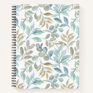 Carnet Joli peint à la main feuille bleu et marron nature