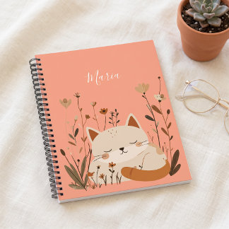 Carnet Joli petit chat endormi avec nom personnalisé Flor