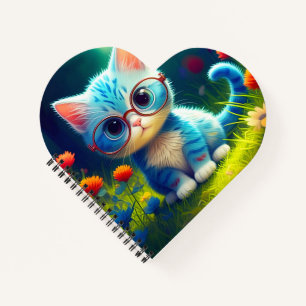 Carnet Joli petit chaton bleu portant des lunettes-47067