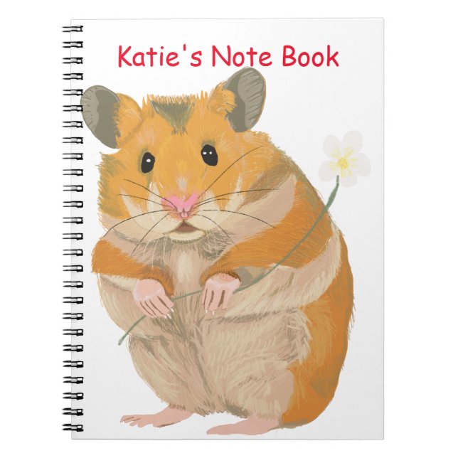 Carnet Joli petit Hamster tenant une fleur (Devant)