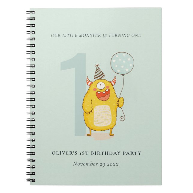 Carnet Joli Petit Monstre Jaune À Tout Âge Anniversaire (Devant)